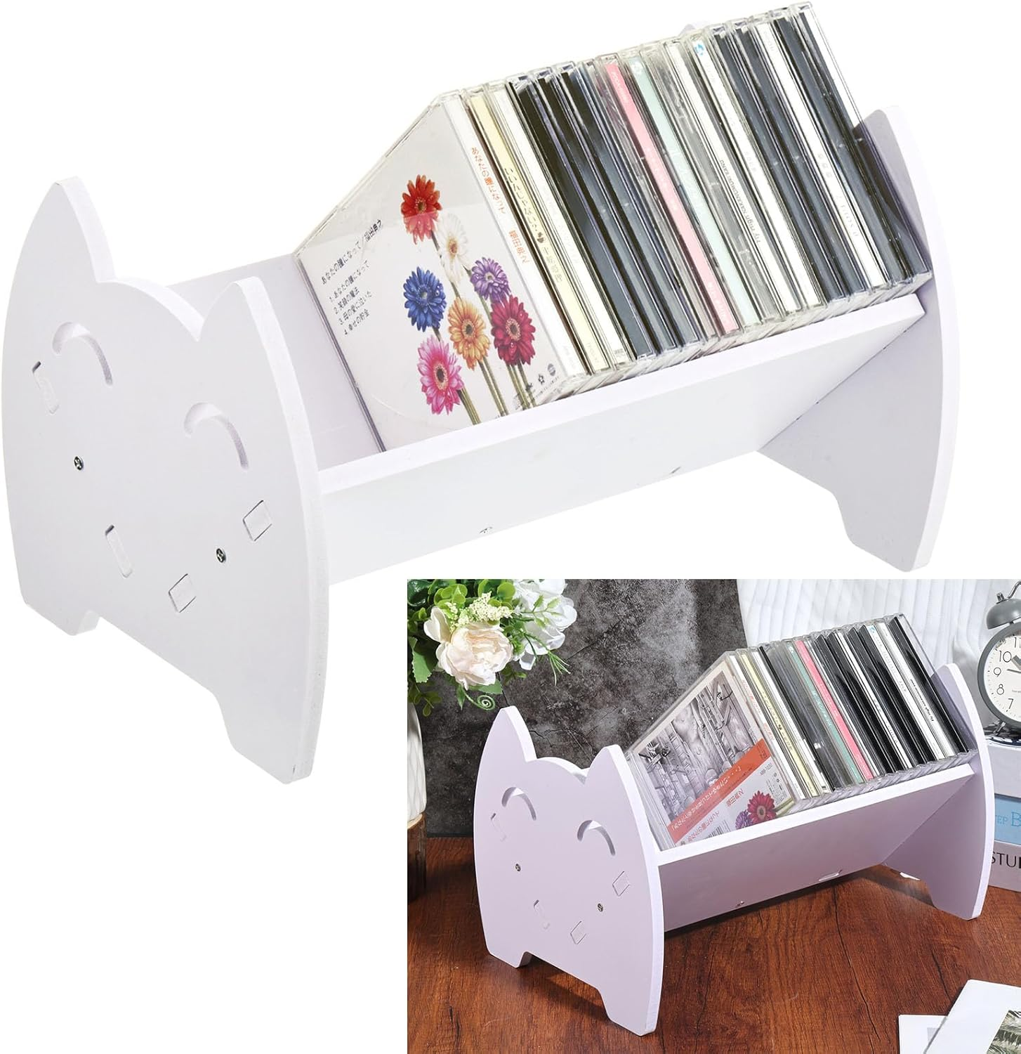 CD Holder Desk Video Game Storage Organizer, PVC DVD Storage Rack with Cute Smil