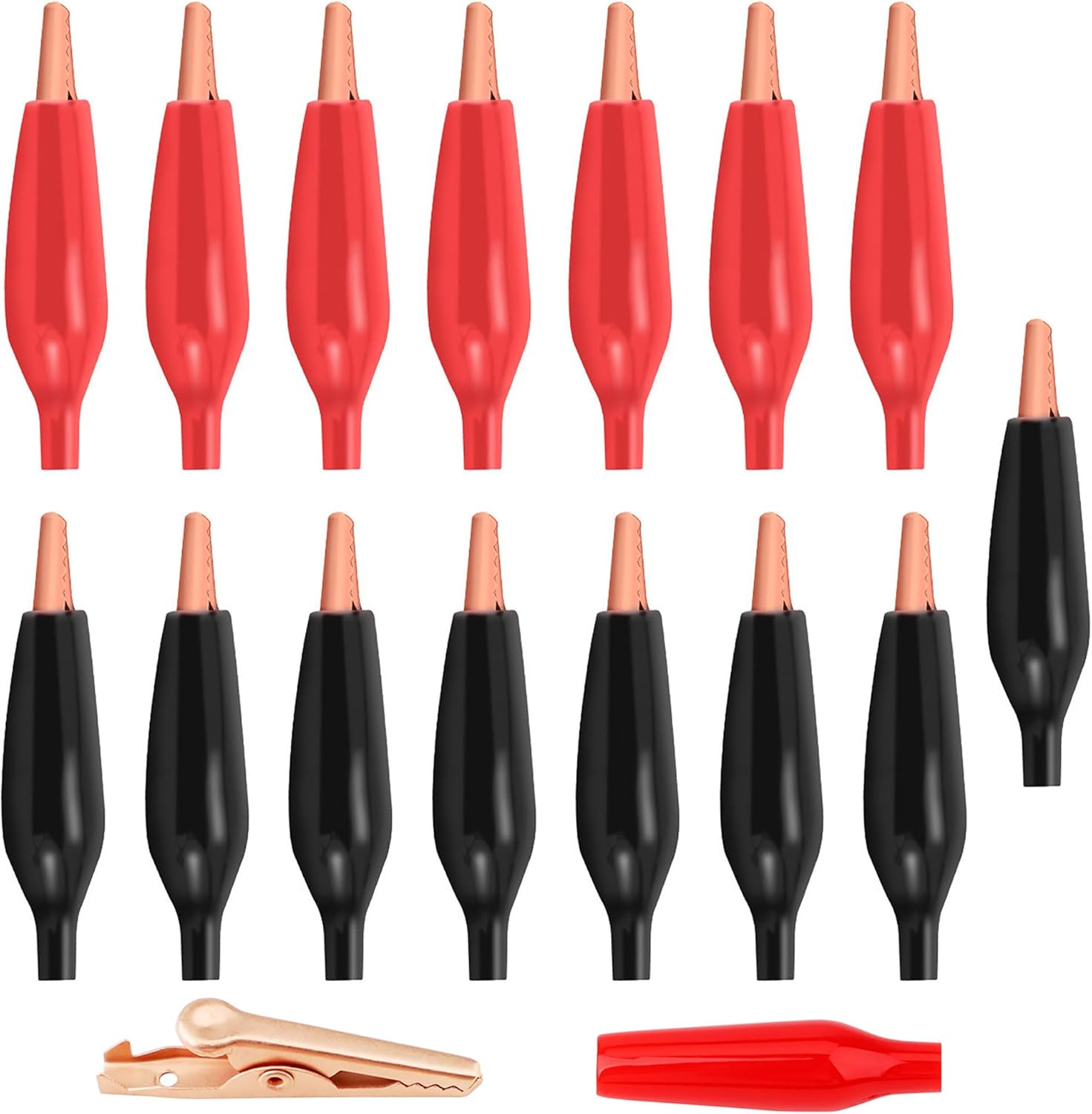 Copper Alligator Electric Clips Soft Insulated Cover  Test Gator Clip Assortment Crocodile Alligator Jumper Electric Test Clips ® (Black * 8 Red * 8)