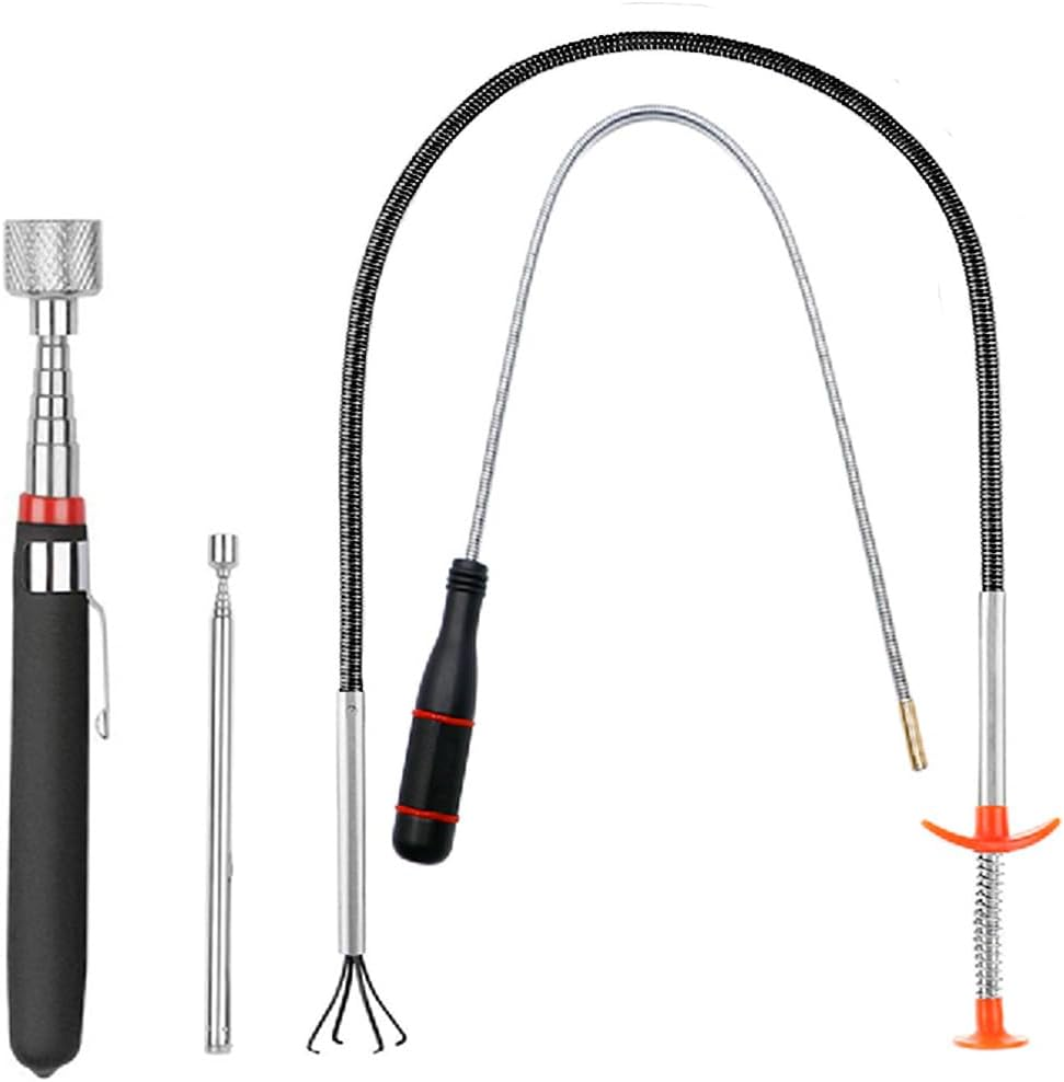 4Pcs Telescoping Magnetic Pickup Tool Flexible Grabber Claw & Magnet Set 4 Claws
