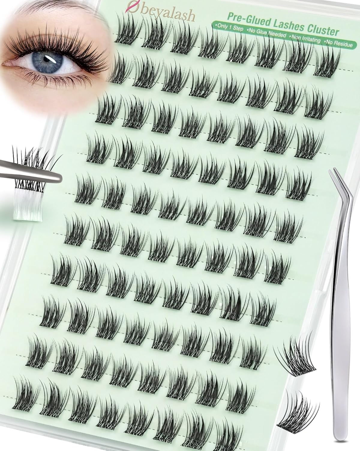 Ciglia Autoadesive Senza Colla Extension Press E Go Kit Senza Colla Ciglia Finte Ciuffetti Naturali Pre Glue Cluster Lashes Con Pinzette Adatto Ai Principianti (Kit-Naturali)