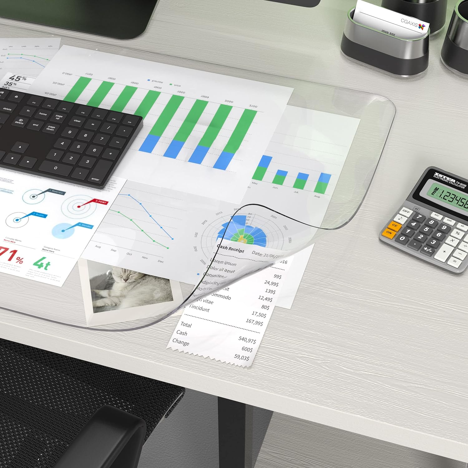 Clear Writing Desk Pad, 24’’X17” Heat Resistant Waterproof PVC round Edge Durable Desk Protect Mat, Anti-Static Writing Mat Table Protector