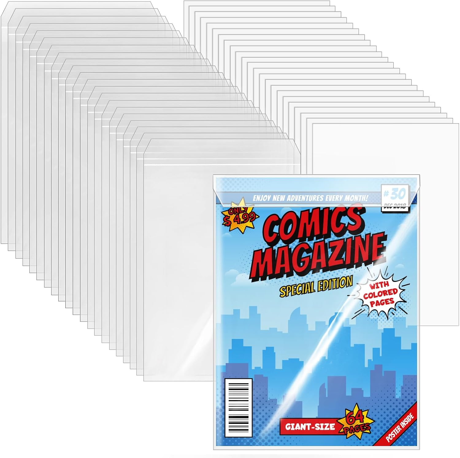 25 Sets Current Size Comic Book Bags and Boards, Reusable Transparent Comic Book