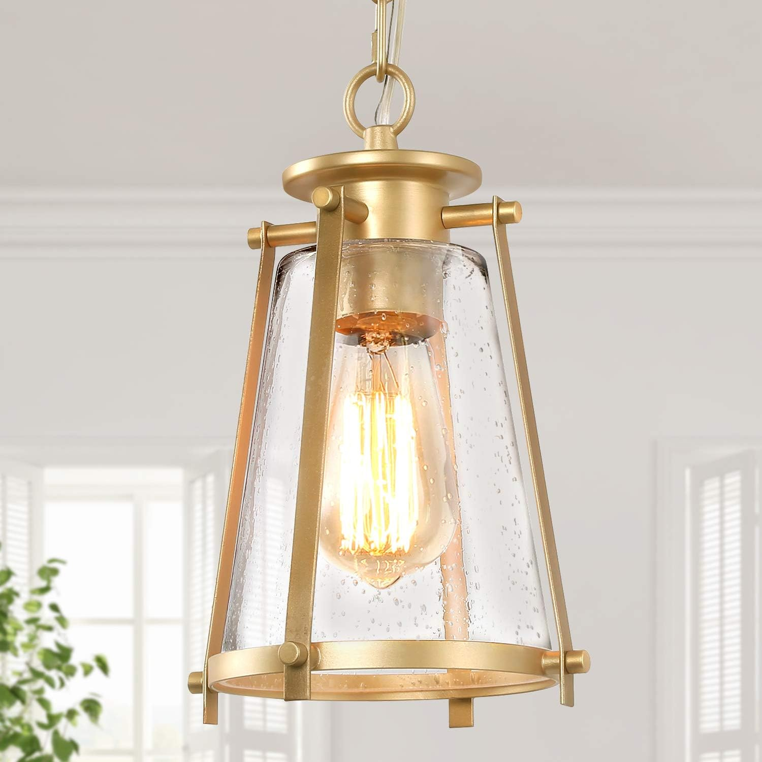 Gold Pendant Lighting for Kitchen Island, Hanging Brass Light