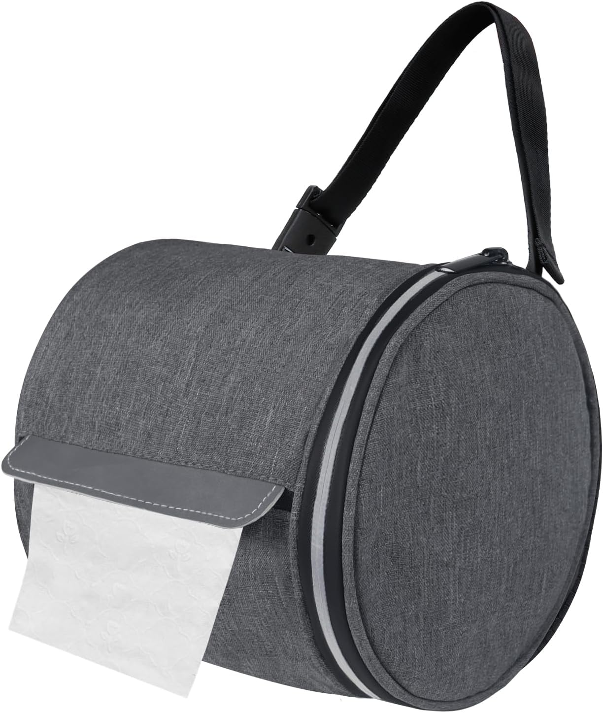 Hanging Toilet Paper Holder Cat Proof Roll Tissue Storage Waterproof and Portable Paper Container with Adjustable Strap Reusable Roll Tissue Organizer for Camping Bathroom Kitchen , Gray