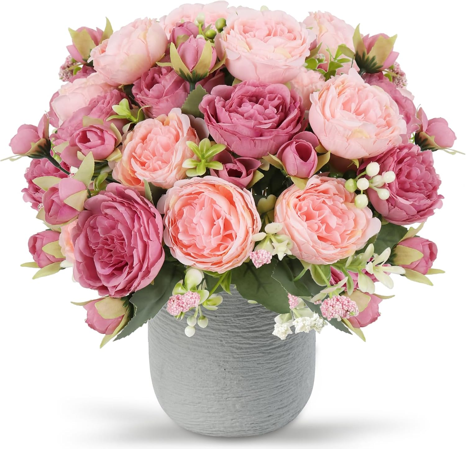 Artificial Peonies Silk Flowers, Pink Faux Peony Bouquet 2 Bundles Florals Arrangements Decor for Farmhouse Home Boho Wedding Table Centerpiece, Fake Plastic Flower Bulk for Vase Decoration (Mix Pink)