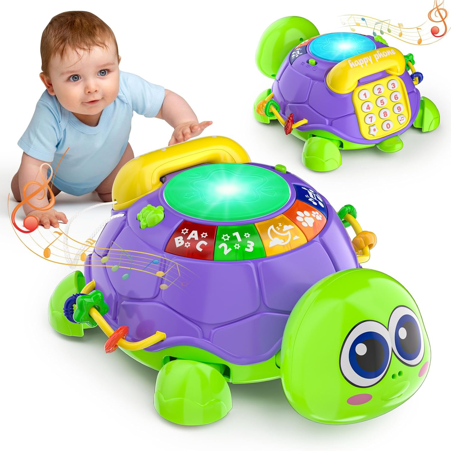 Baby Toys 6-12 Months, Musical Turtle Crawling Tummy Time Development Light  up I