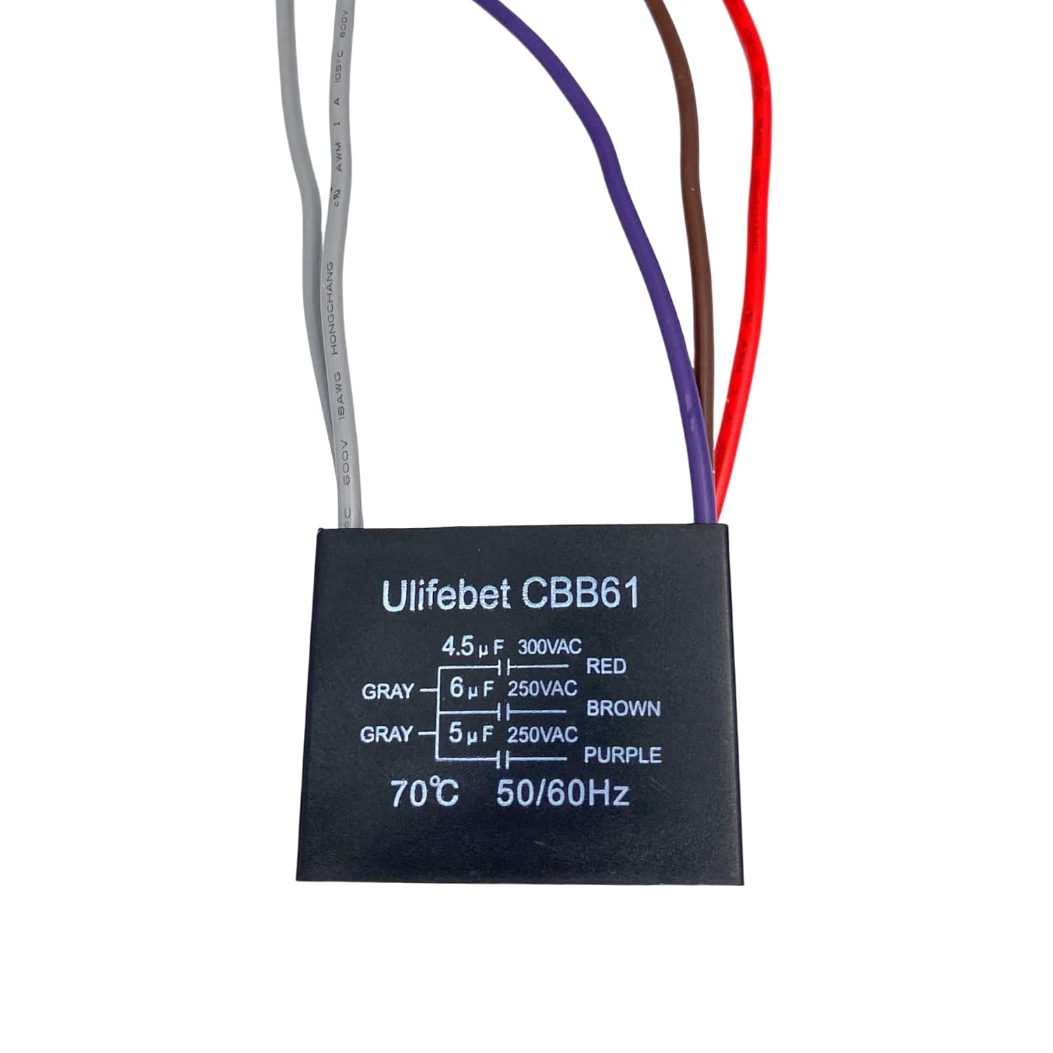 New CEILING FAN CAPACITOR CBB61 4.5Uf + 6Uf + 5Uf 5 WIRE 250V