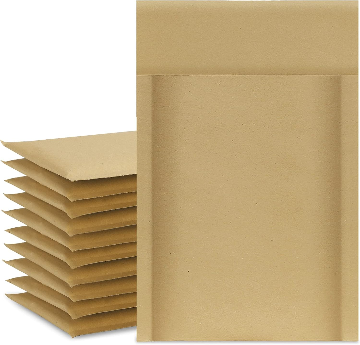 Natural Kraft Bubble Mailers 4x8 Inch 50 Pack Brown Usable Size 4x7 Padded Envelope #000 Small Business Package Self Sealing Tear Resistant Boutique Bulk Shipping Bag for Jewelry Makeup Supplies
