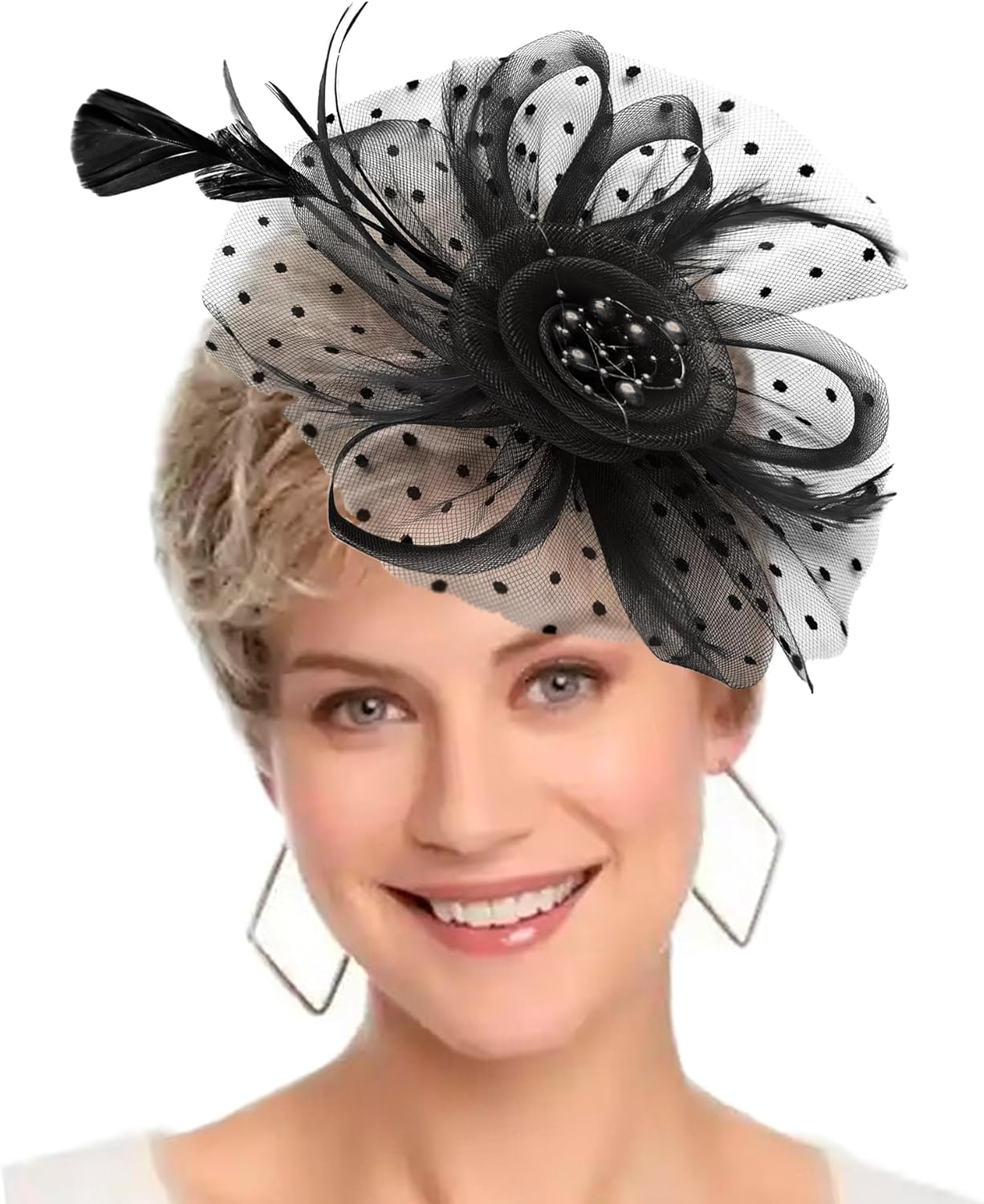 Fascinators Hat Women Tea Party Headband Flower Cocktail Mesh Feathers Hair Clip Kentucky Derby Hat Wedding