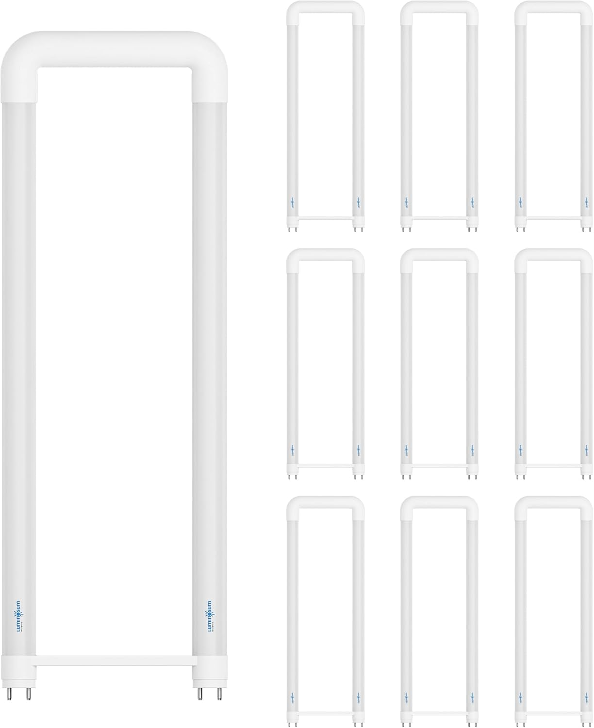 T8 T12 U Bend LED Tube Light 2X2 Foot, 20W (40 Watts Equivalent), Cool White 6000K, Frosted Cover, Ballast Removable, ETL Listed, 10-Pack