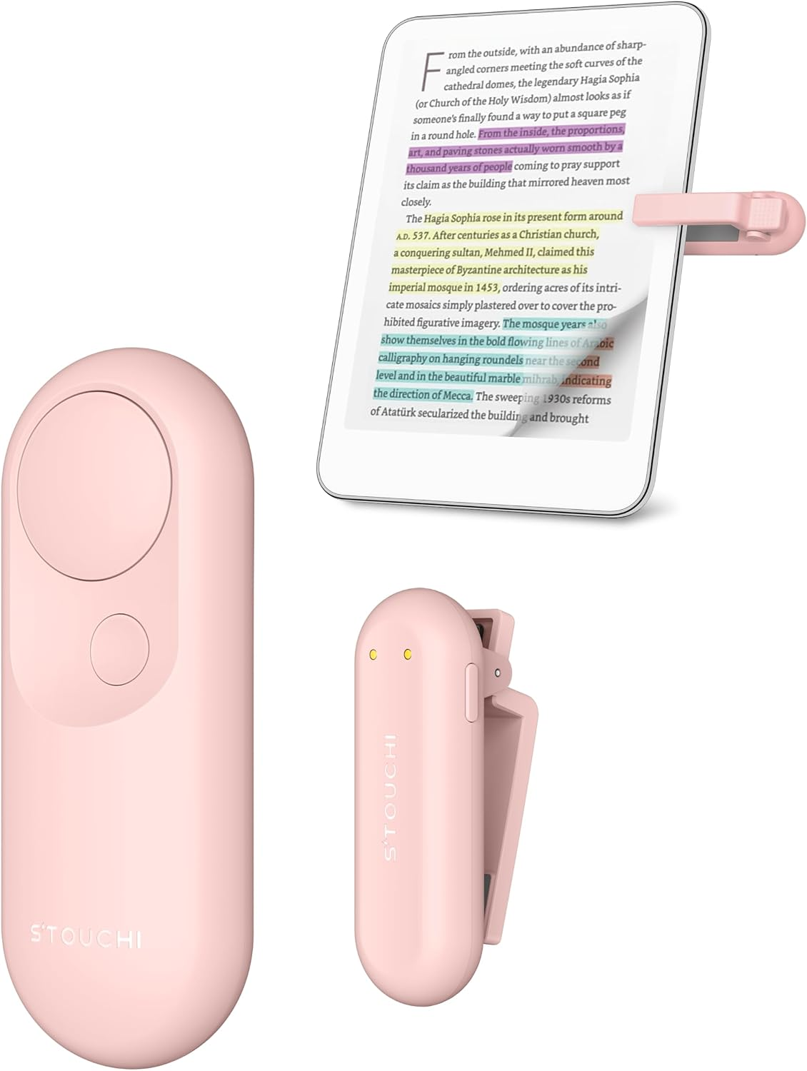 Stouchi Page Turner Remote Control for Kindle Pink RF Ereader Clicker Paperwhite Accessories Reader Reading Comics Novels Ebook Wrist Strap for Kindle Paperwhite Oasis Kobo E-Reader Tablets I Pad