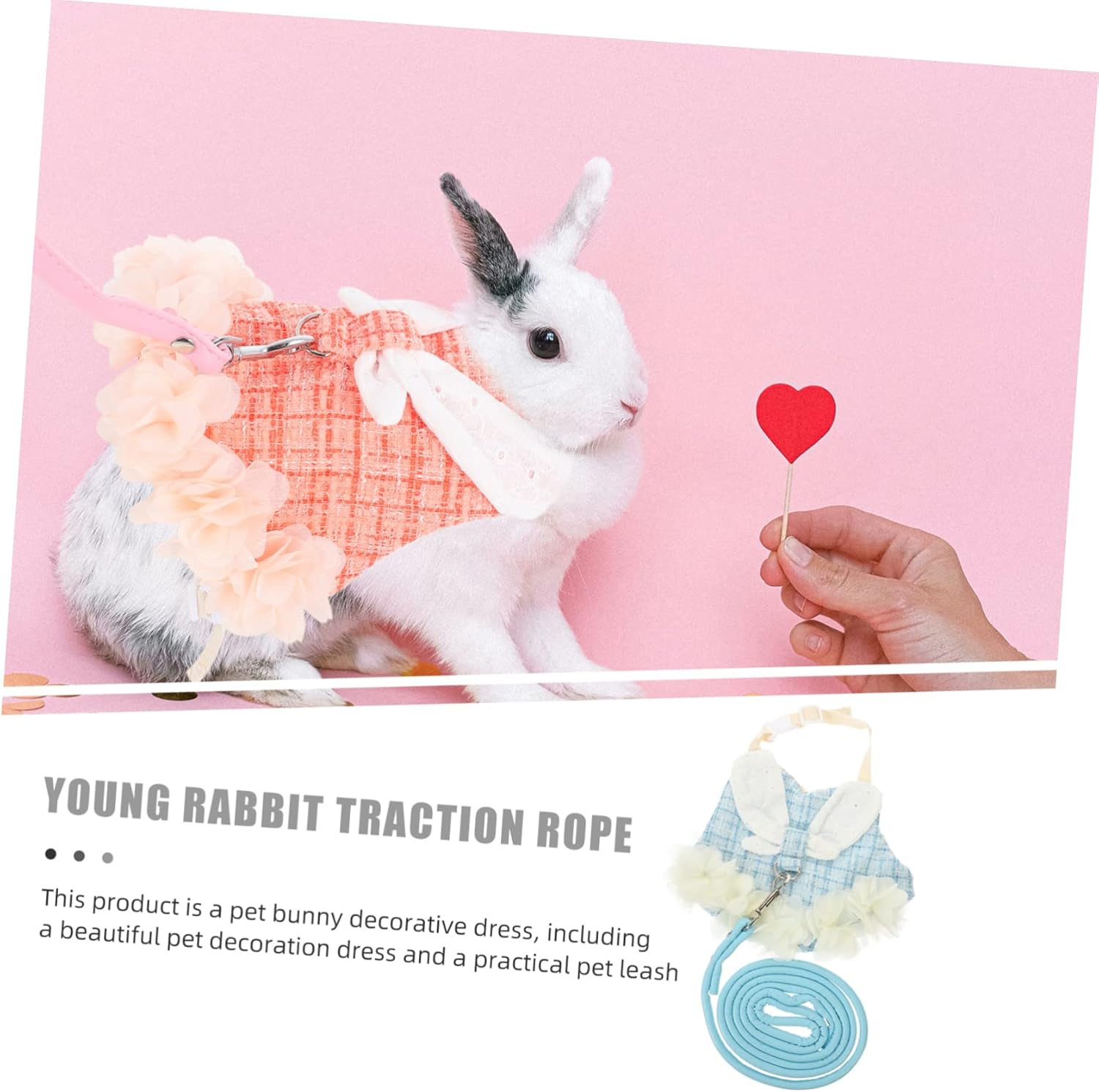 BESPORTBLE 1 Set Pet Rabbit Clothes Rabbit Harness with Leash Rabbit Costume ... - Picture 5 of 16