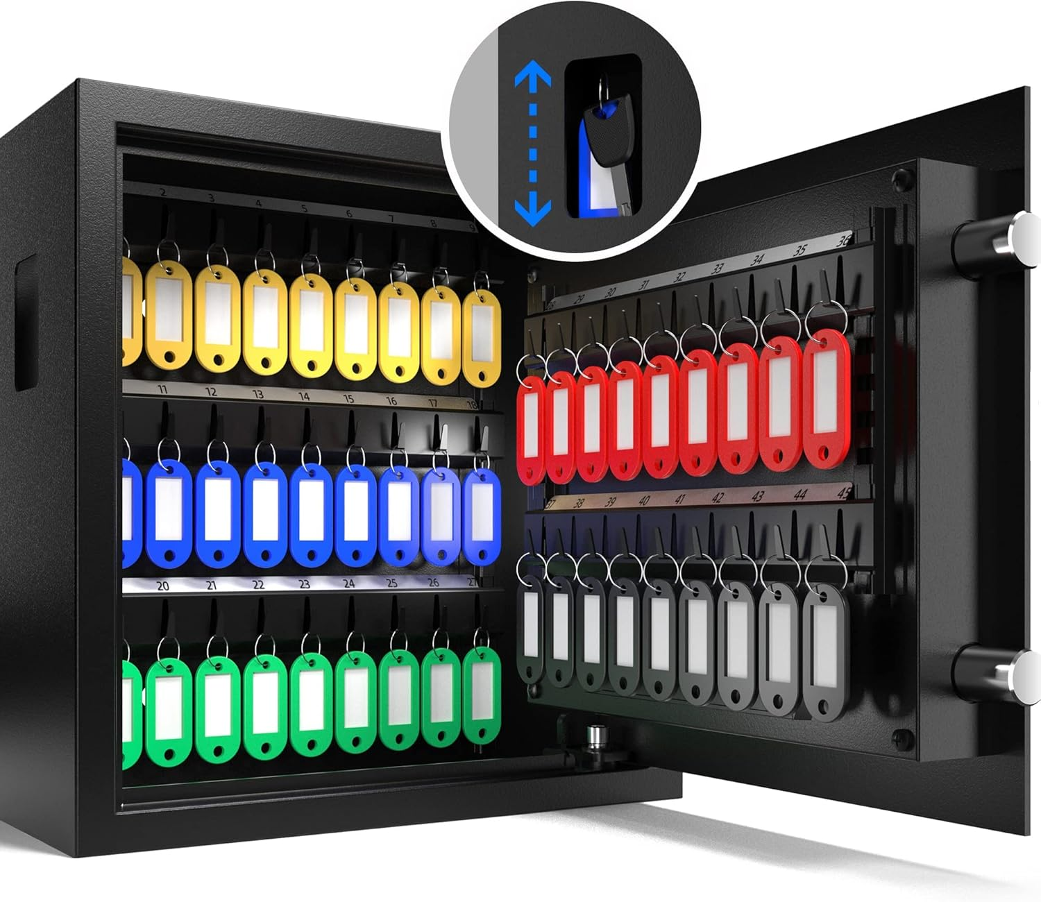 45-Key Biometric Lock Box, Wall Mount with Anti-Theft Key Slot and Combo Lock for Hotels & Offices 1PCS
