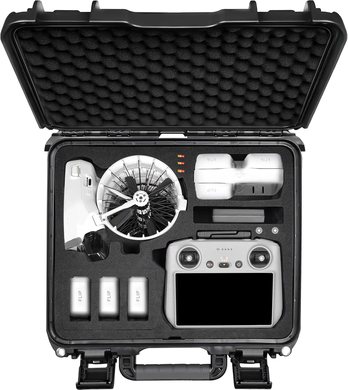 Portable Waterproof Hard Carrying Case for DJI Flip Drone,Fly More Combo,Dji RC 2,RC N3/N2,Battery(8 Pcs),Charging Hub and Other Accessories(Case Only)