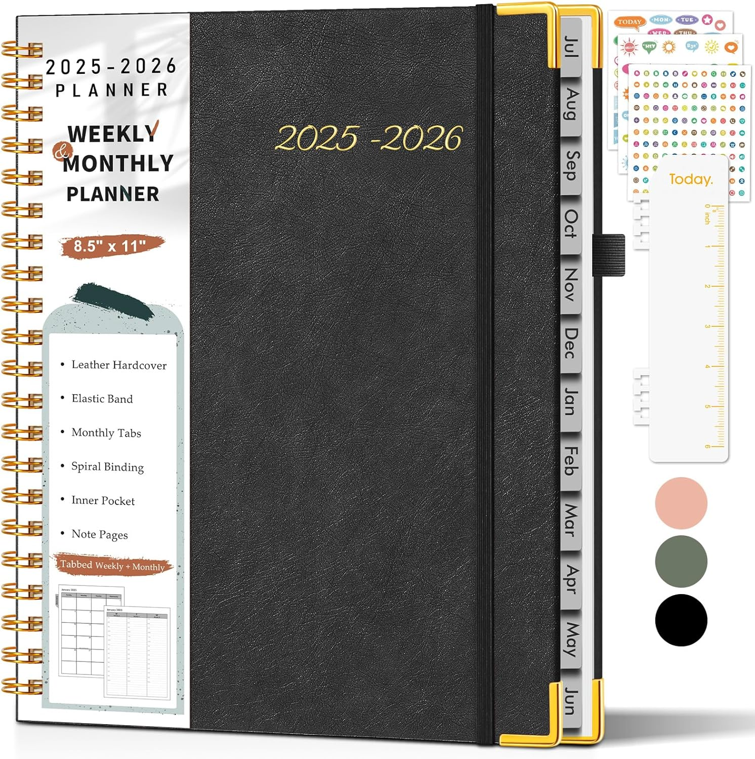 Academic Planner 2025-2026, Weekly and Monthly Calendar Planner from July 2025 - June 2026, 8.5