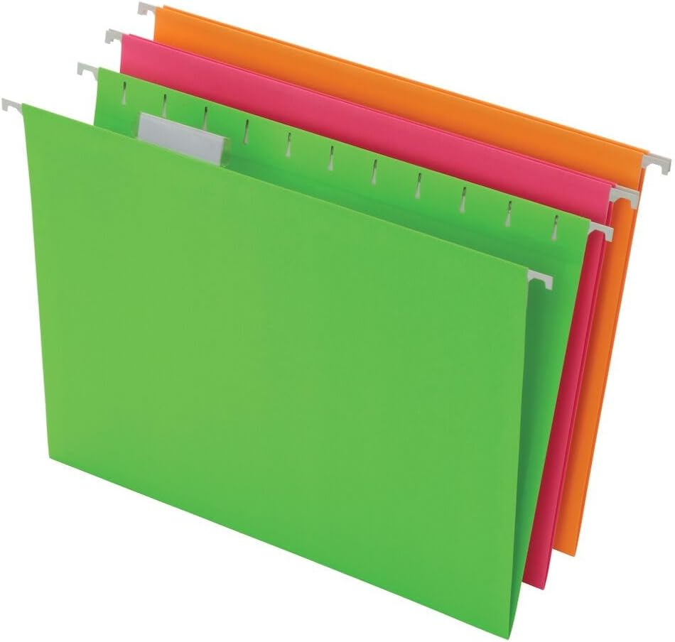 Glow Hanging File Folders, Letter Size, Assorted, Case Pack of 12 (81670)