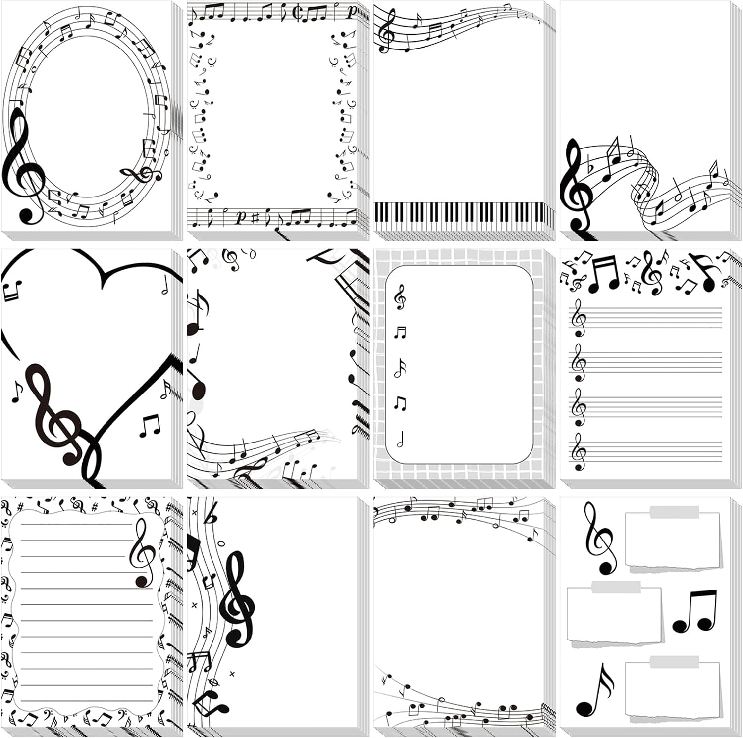 12 Pcs Music Sticky Notes Musical Note Pads Funny Memo for Music Teacher Appr...