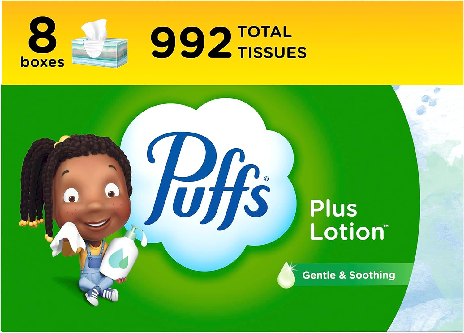 Puffs plus Lotion Facial Tissues, 8 Family Boxes, 124 Facial Tissues per Box, Allergies and Colds