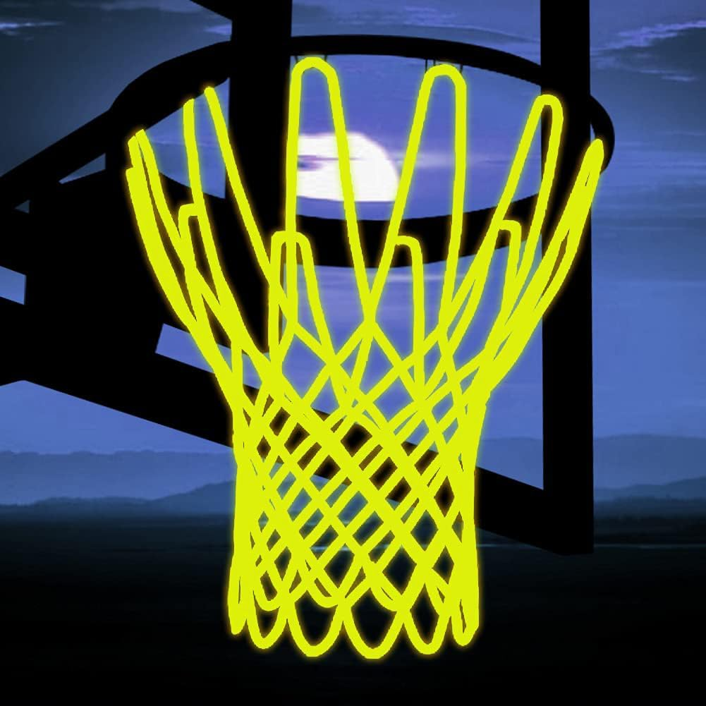 Glow Basketball Net, Nightlight Basketball Net Luminous Outdoor Portable Sun Powered Sport Nylon (Green)