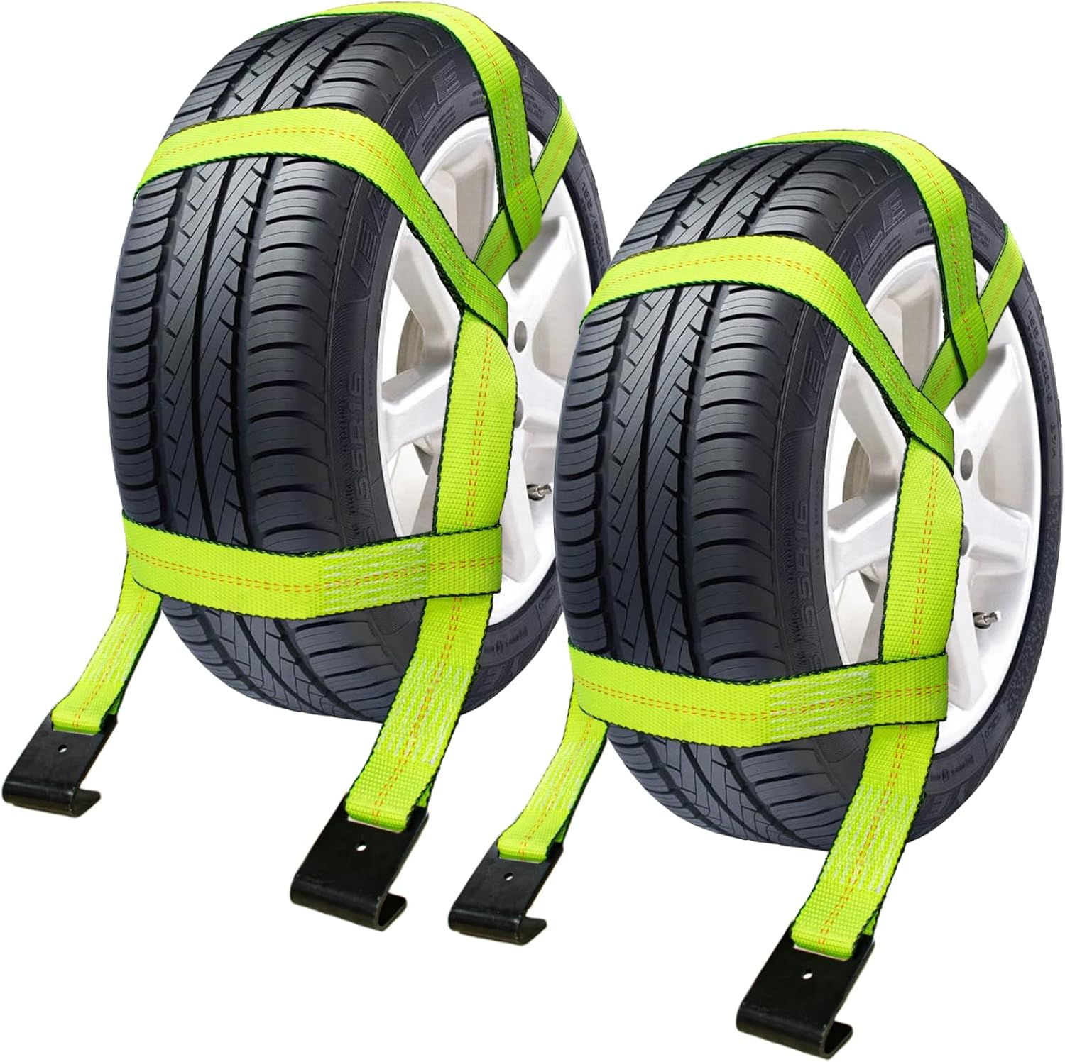 Tow Dolly Straps,2 Pack Tow Dolly Basket Straps with Flat Hook,Car Dolly Strap,Tow Dolly Basket Straps with Flat Hook Fit 14"-17" Tires,Car Wheel Tie Down Strap with 10,000 lbs Breaking Strength
