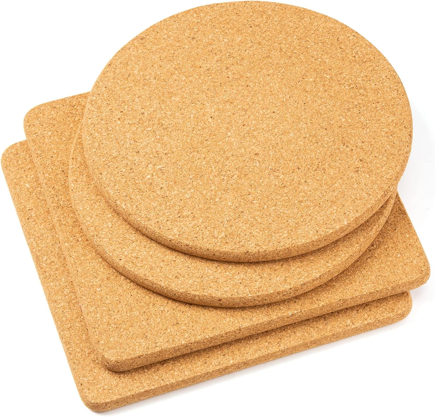 Cork Trivets for Hot Dishes, Pots and Pans, Pot Holders for Kitchen, 8 Inches 4 Pack Hot Pads, Thick Heat Resistant Mats Protect Countertop, Coaster Trivet Home Essentials, Rustic Farmhouse Decor