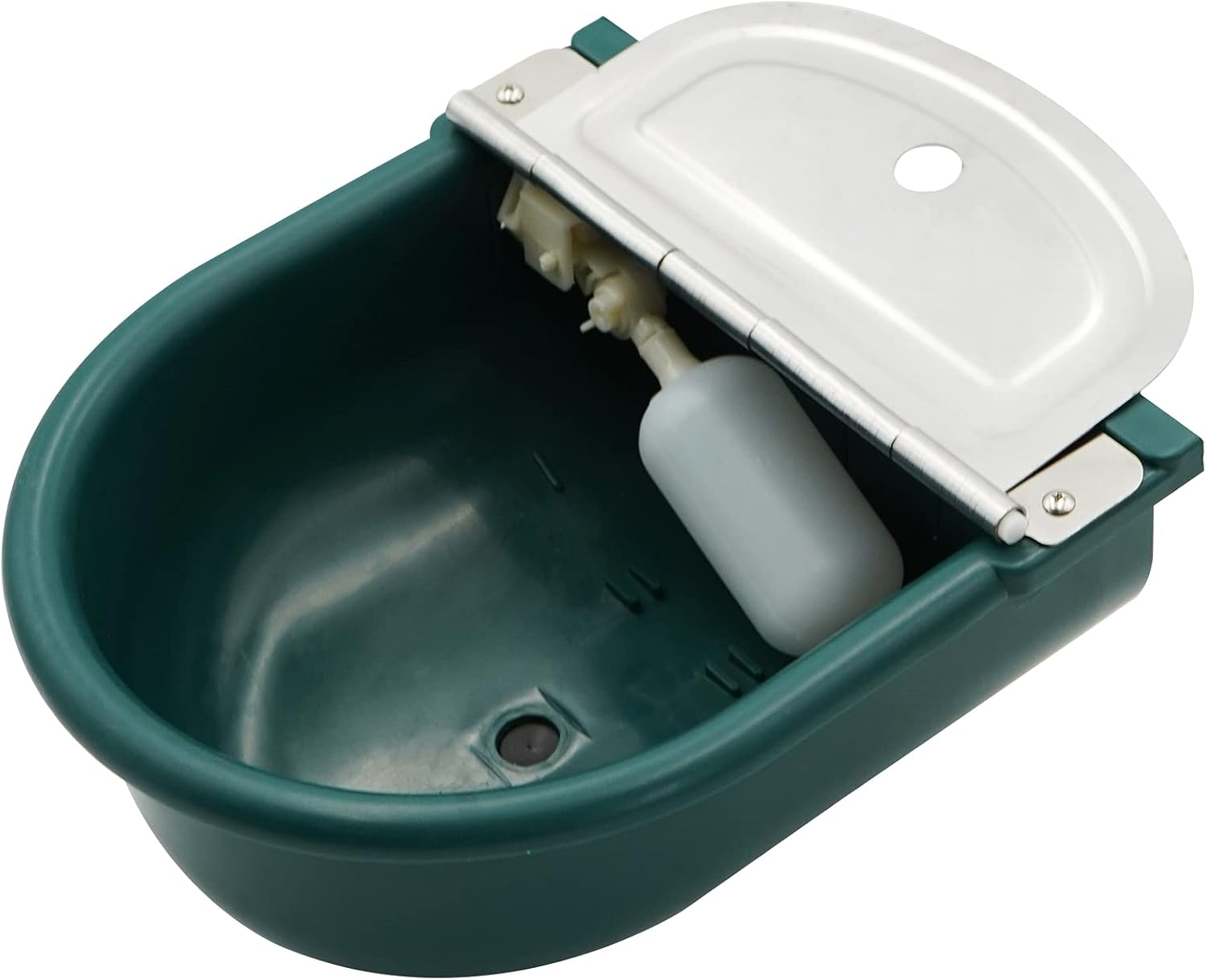 MINYULUA Automatic Waterer Bowl Large Horse Waterer with Float Valve and Drain Plug Automatic Water Feeder Dispenser Bowl for Sheep Dog Horse Cow Pig Plastic (Dark Green)