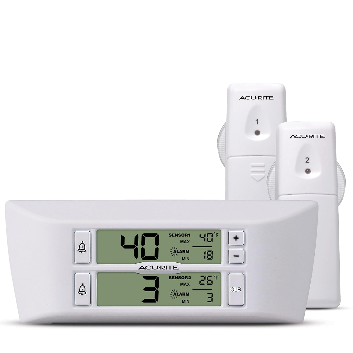 Acurite Digital Wireless Fridge and Freezer Thermometer with Alarm and Max/Min Temperature for Home ,LCD Display, Restaurants (00986M), 0.6, White