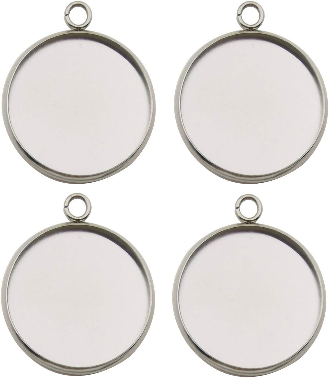 20Pcs Fit 25Mm Stainless Steel round Blank Bezel Pendant Trays Base Cabochon Settings Trays Pendant Blanks for Jewelry Making DIY Findings (10167-25Mm)