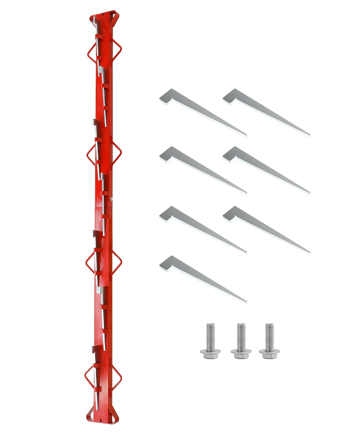 6Ft Woven Wire Fence Stretcher Bar with 7 Wedges, Wire Stretcher Fence Suitable for Fixing Fences on Farms, Pastures, Garden Barriers (Red)