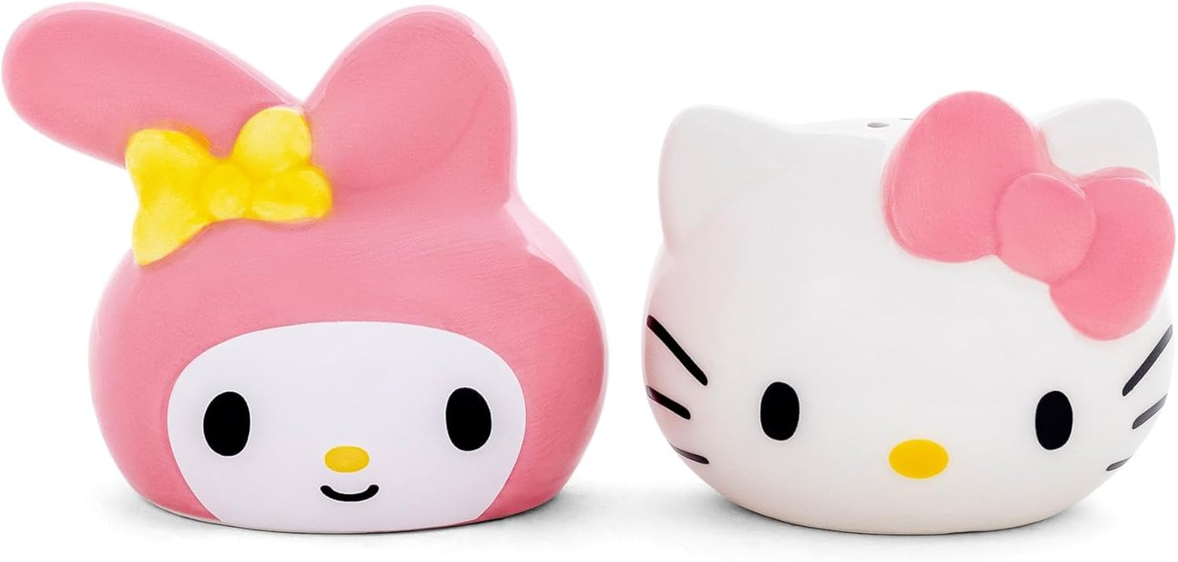 Sanrio Hello Kitty and My Melody 3D Sculpted Ceramic Salt and Pepper Shaker Set