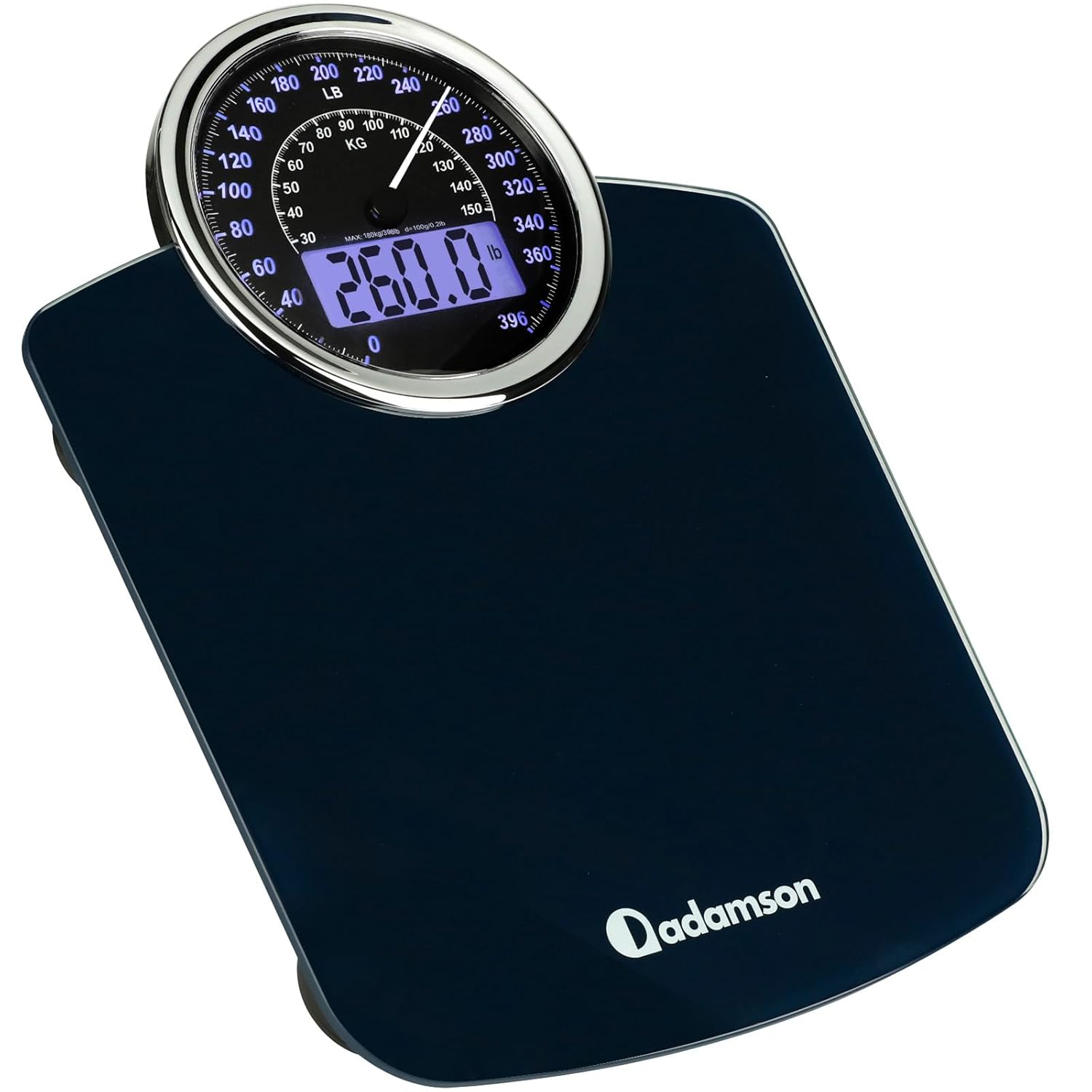 Adamson Hybrid 2-In-1 Analog & Digital Weighing Scale for Body Weight up to 400Lbs - Thick Tempered Glass - Extra Large Display - Easy to Read Digital Bathroom Scale - New