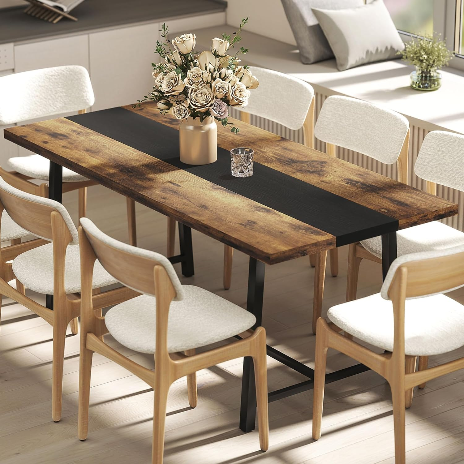 Industrial Dining Table for 8 People, 70.9