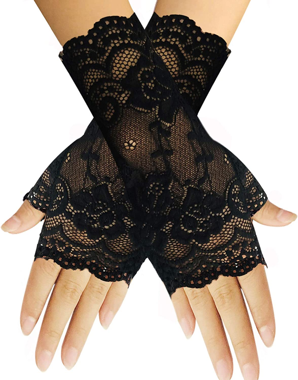Women’s Short Lace Fingerless Gloves – Bridal & Evening Wear