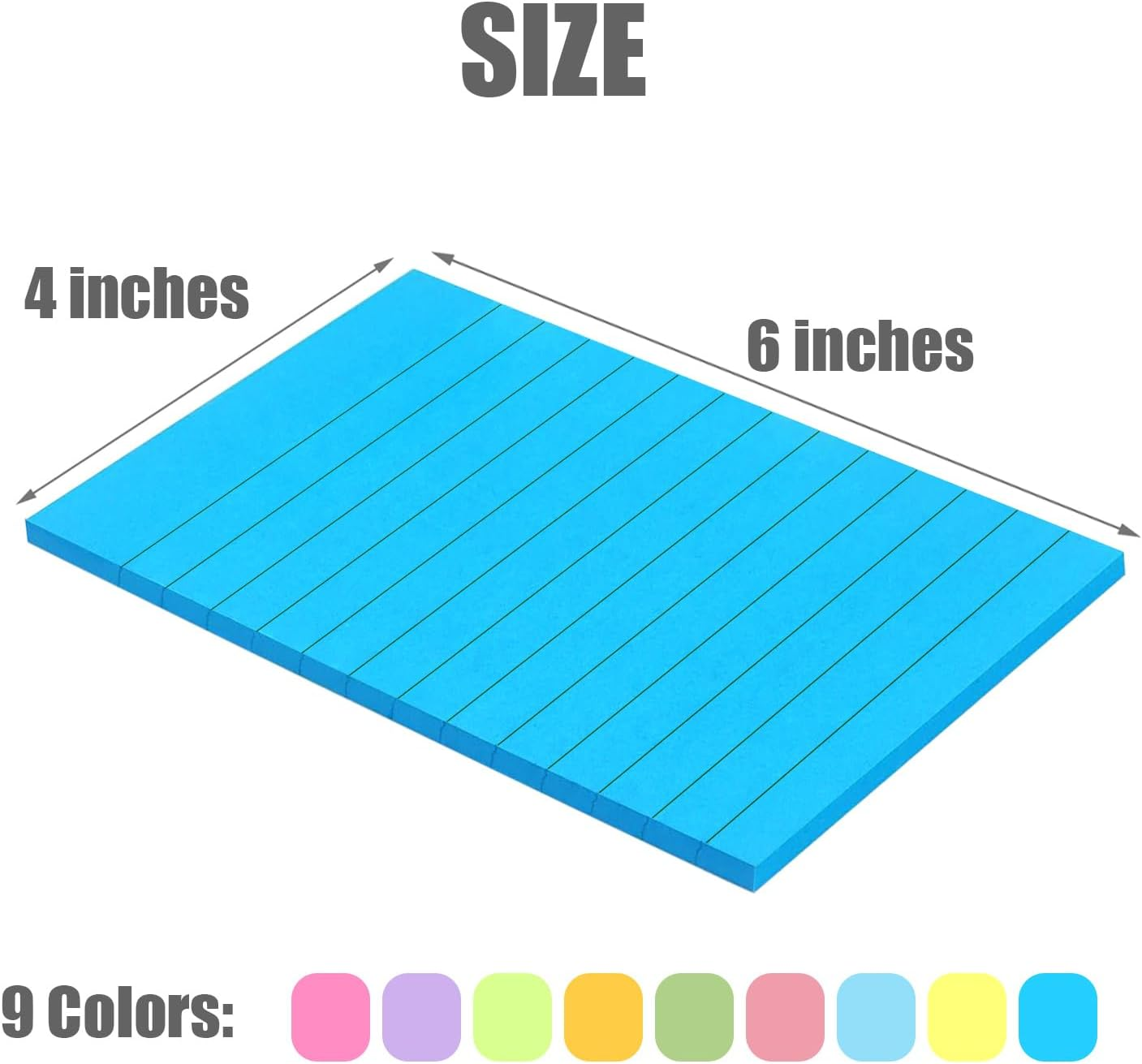 8 Pack Lined Sticky Notes 4”x6” Bright Colors Self-Stick Note Pads with Line,... - Picture 7 of 14