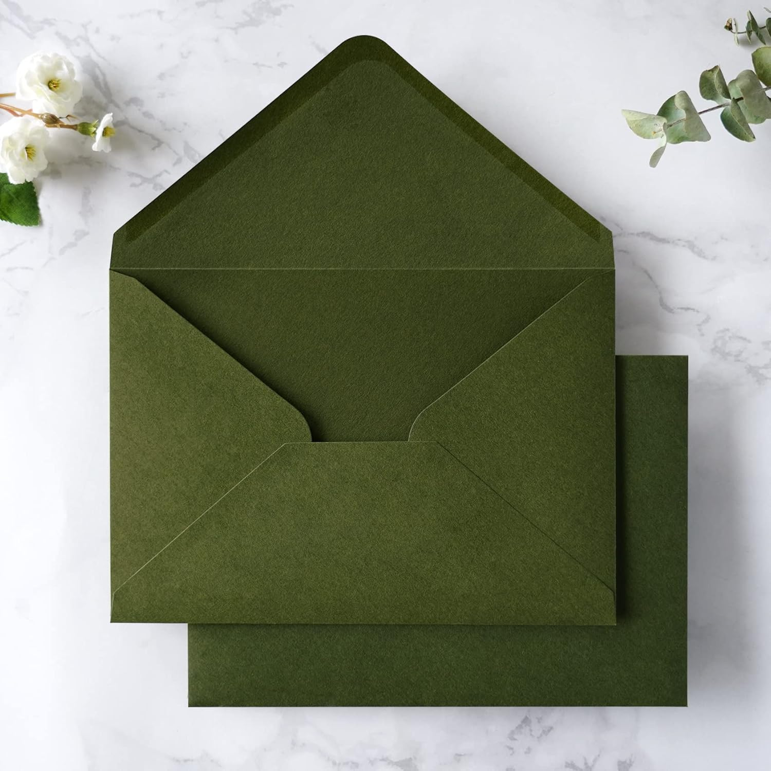50 PCS/Pack A7 Envelopes 5.25 x 7.5'' Olive Green Envelopes For 5x7'' Wedding...