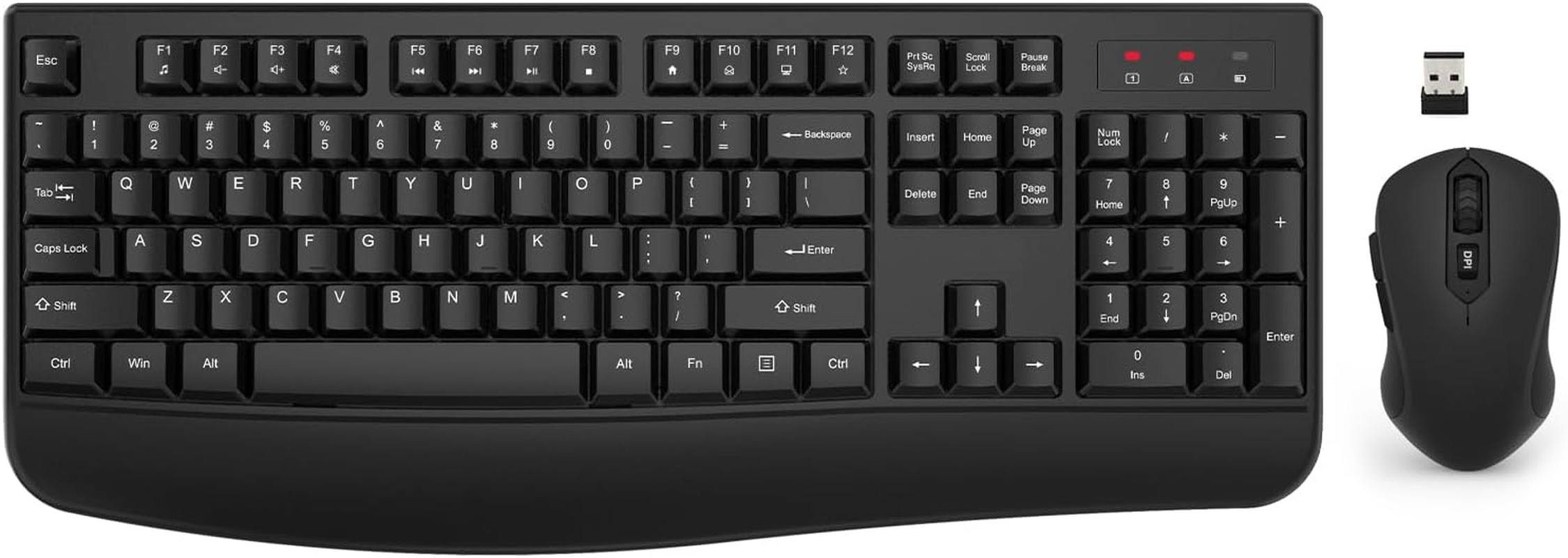 Wireless Keyboard and Mouse Combo,  2.4G Full-Sized Ergonomic Computer Keyboard with Wrist Rest and 3 Level DPI Adjustable Wireless Mouse for Windows, Mac OS Desktop/Laptop/Pc