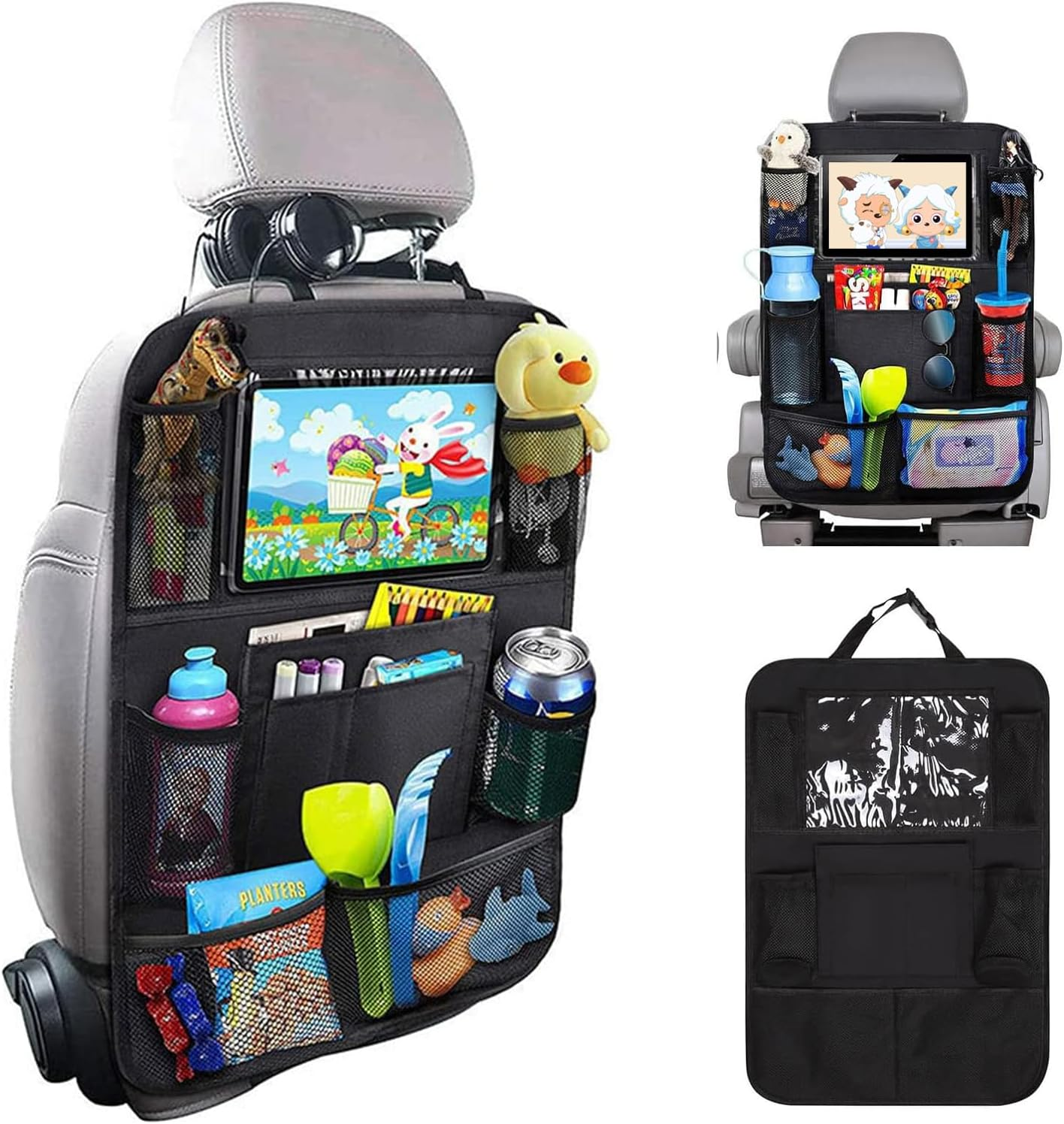 Car Organizer Back Seat with 9 Storage Pockets & 10 Travel Accessories