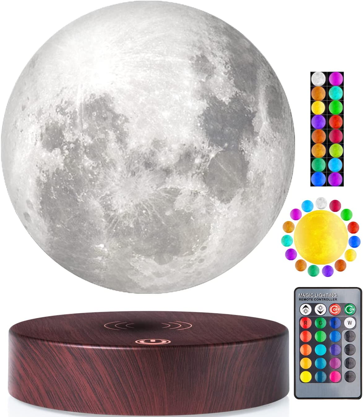 Vgazer Levitating Moon Lamp, 16 Colors 20 Models Floating Moon Lamp,Floating and Spinning in Air Freely with Adjustable Bightness Moon Night Light for Unique Gifts,Room Decor,Office Desk Tech Toys