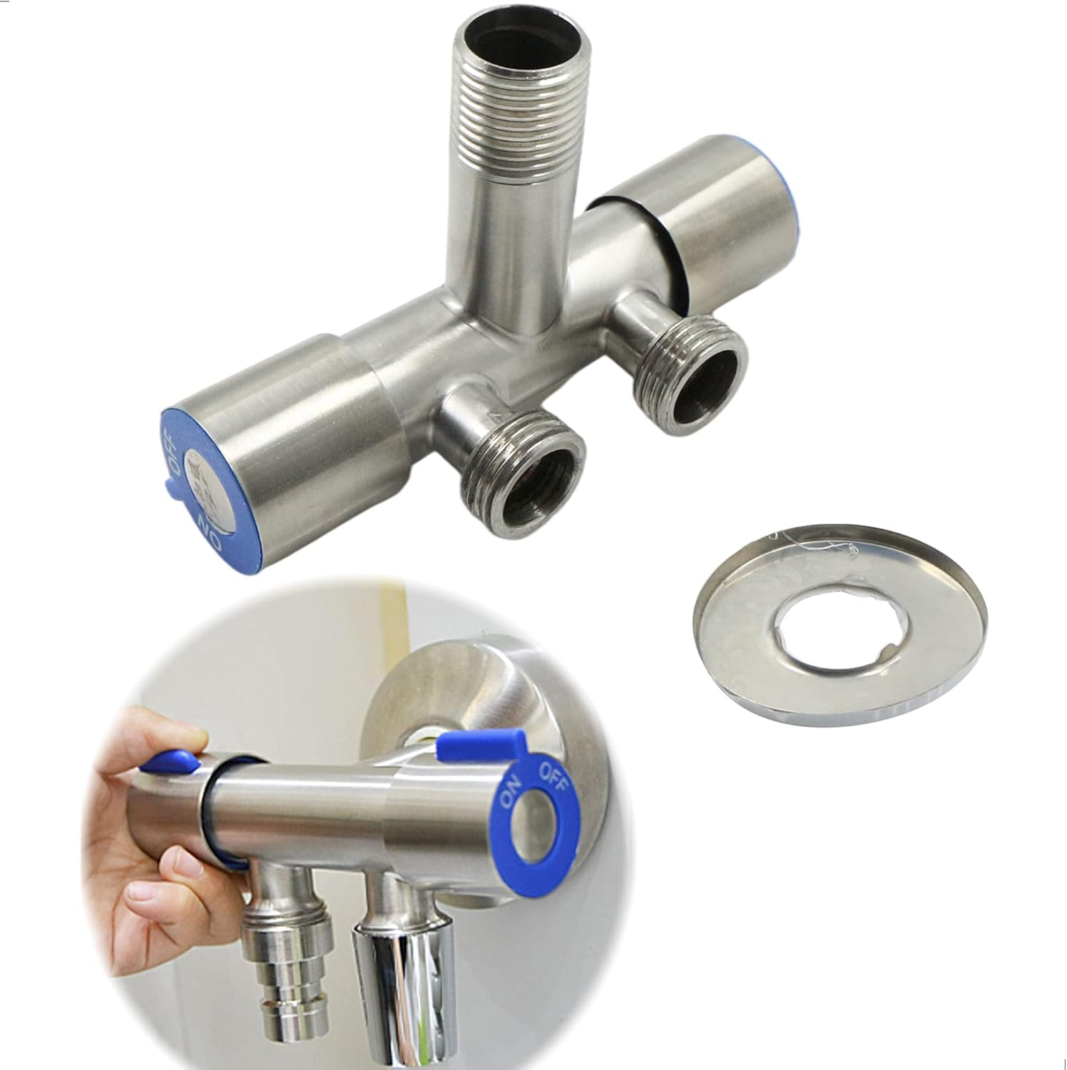 Eckventil 1/2 Zoll Eckregulierventil Eckventil Geschirrspüler Doppel-Geräteventil Steuerventil Doppelschalter Drei-Wege-Eckventil Für Badezimmer, WC, Waschbecken, Waschbecken, Armaturen G1 / 2