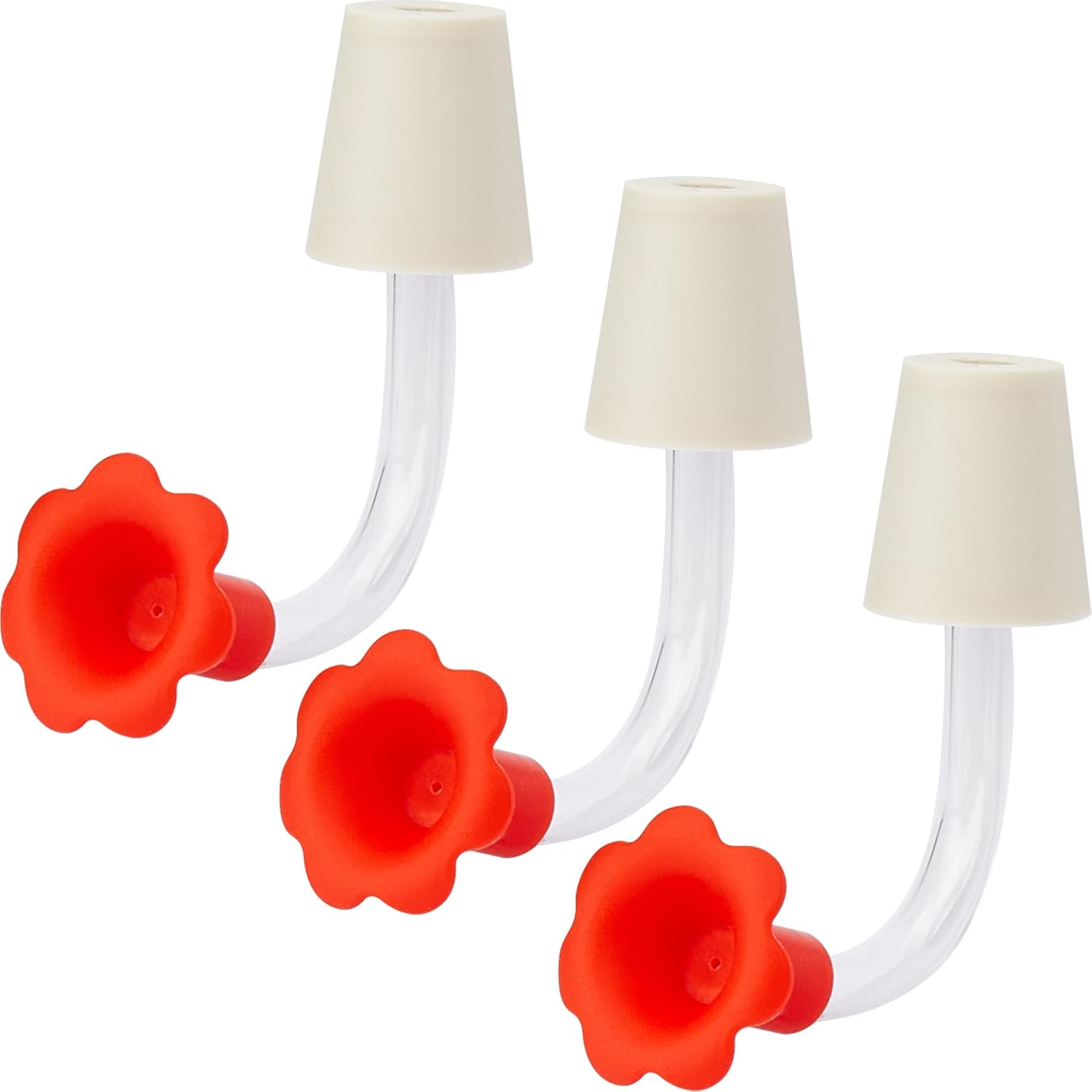 3-Pack Hummingbird Feeder Tubes Red Tip Replacement Parts Fits for Glass Feeders