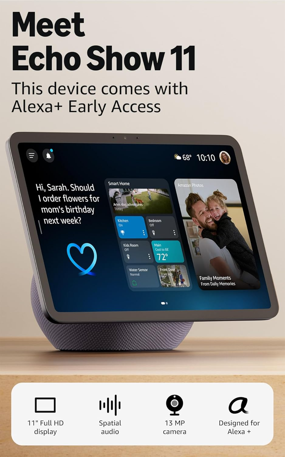 Echo Show 11 (Newest Model), Vibrant Full-Hd 11