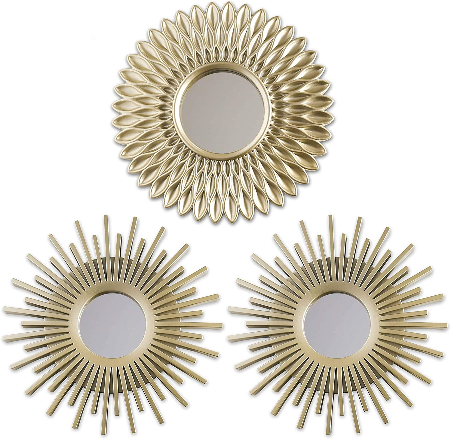 BONNYCO Gold Mirrors for Wall Pack of 3, round Wall Mirrors Bedroom Room and Home Decor. Espejos Decorativos De Pared Sala Dormitorio, Modern Minimalist Decor Vintage, Chic. Gifts for Women Mums