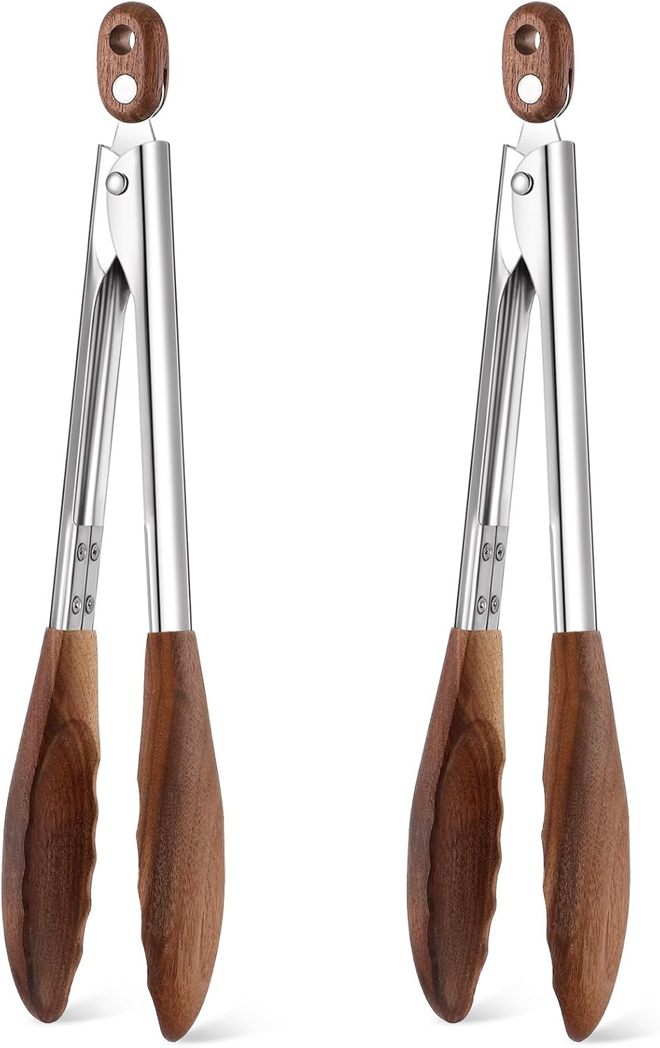 Baderke 2 Pcs Walnut Wooden Kitchen Tongs Salad Tongs with Wooden Tips, Locki... - Picture 2 of 13