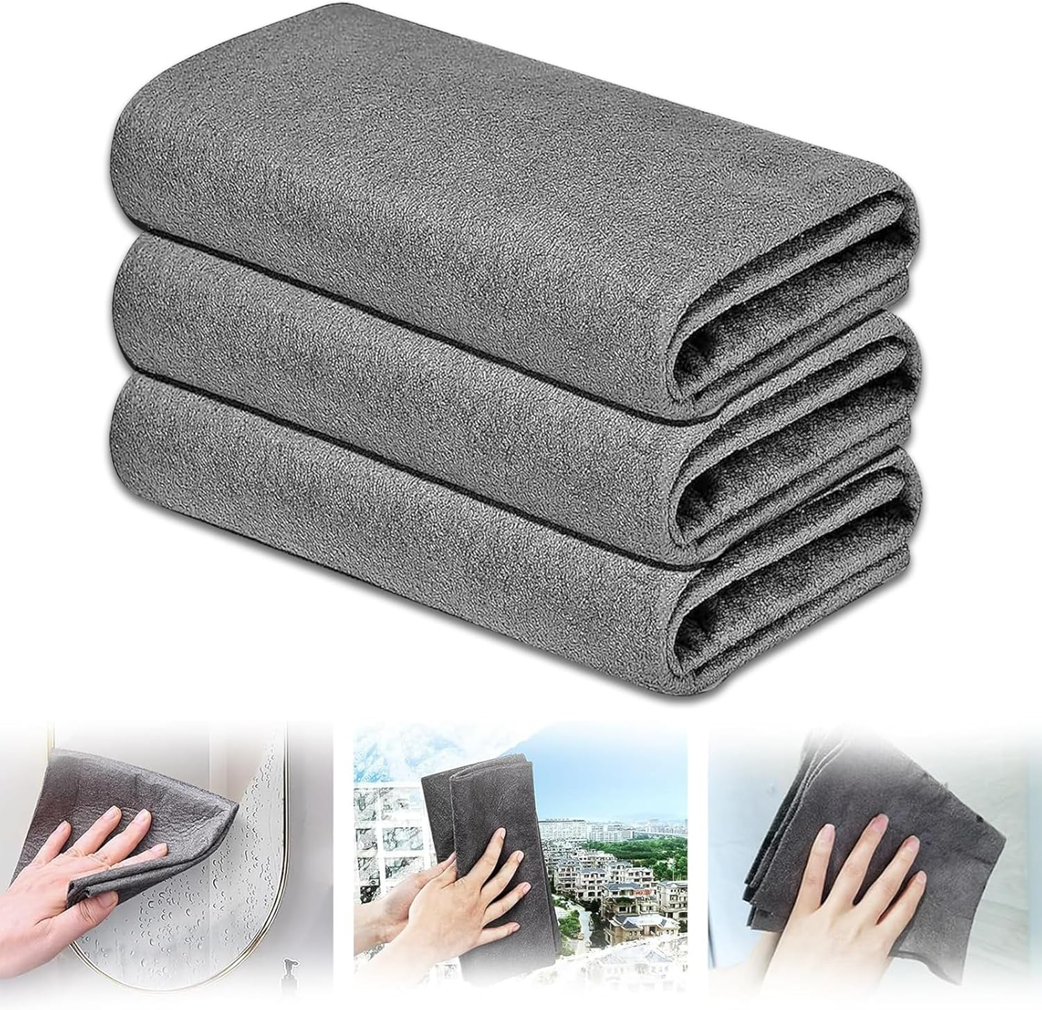 YAGE Magic Cleaning Cloths - 3Pcs Reusable Glass Cleaning Rags, Super
