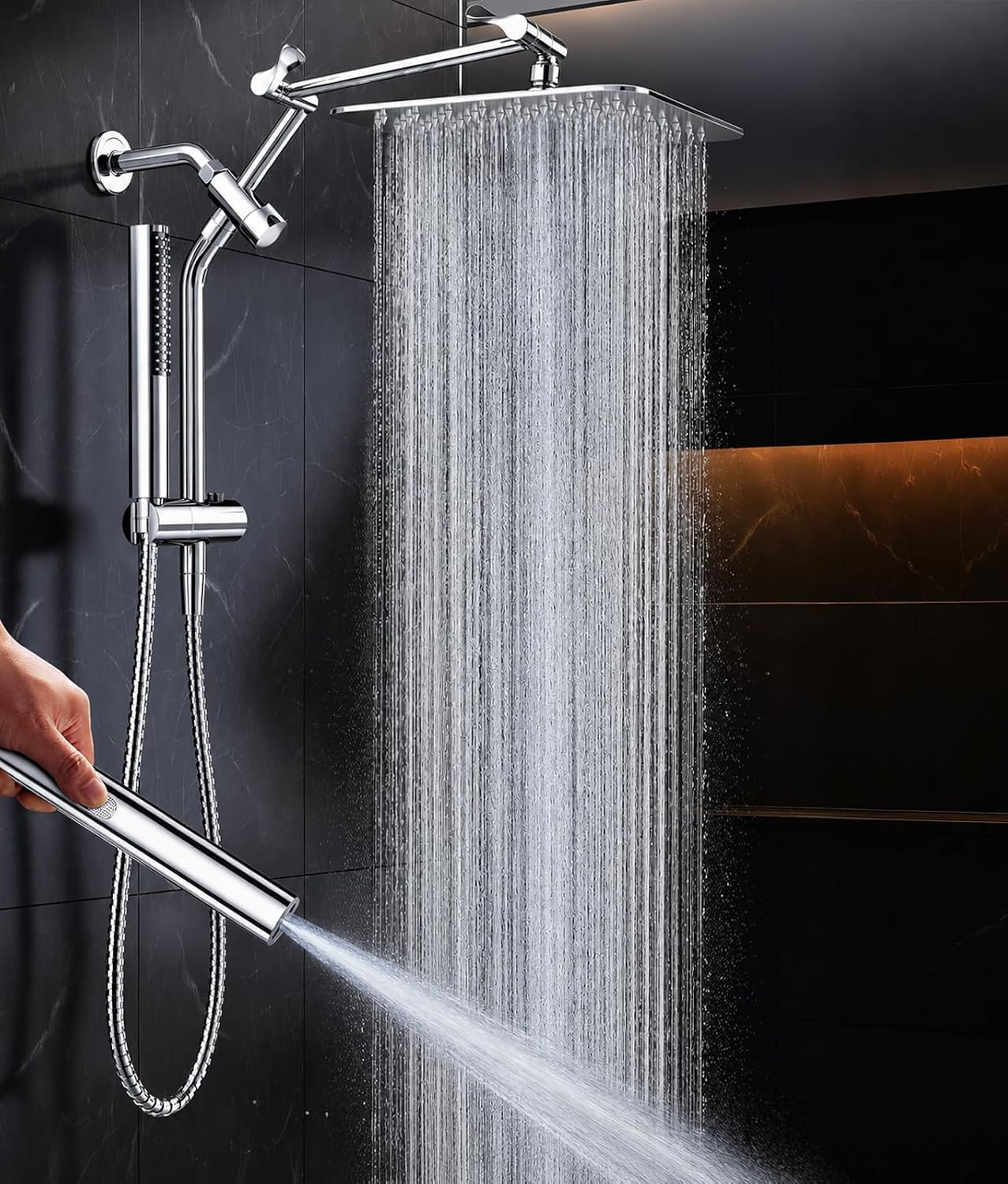 All Metal 10"Luxurious Rain Shower Head with Handheld Spary,Power Jet