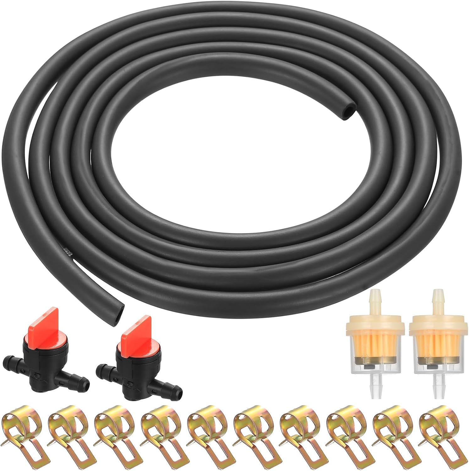 8Mm Benzinschlauch Set, 2 Meter X 8 Mm Kraftstoffschlauch Set, Dieselschlauch Für Auto LKW Roller Motorrad Fahrrad ATV Generator Kleine Motoren, Mit 4 Benzinfilter 8Mm/6Mm & 10 Schlauchschellen