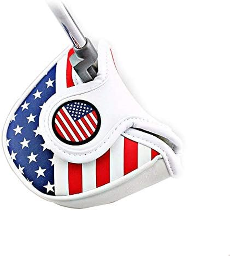 Golf Putter Cover, Golf Club Head Covers Mallet Putter Headcover Synthetic Leather Golf Blade Putter Cover with Magnetic Closure & America USA Style for Golf Putter Covers for Blade Putter Covers