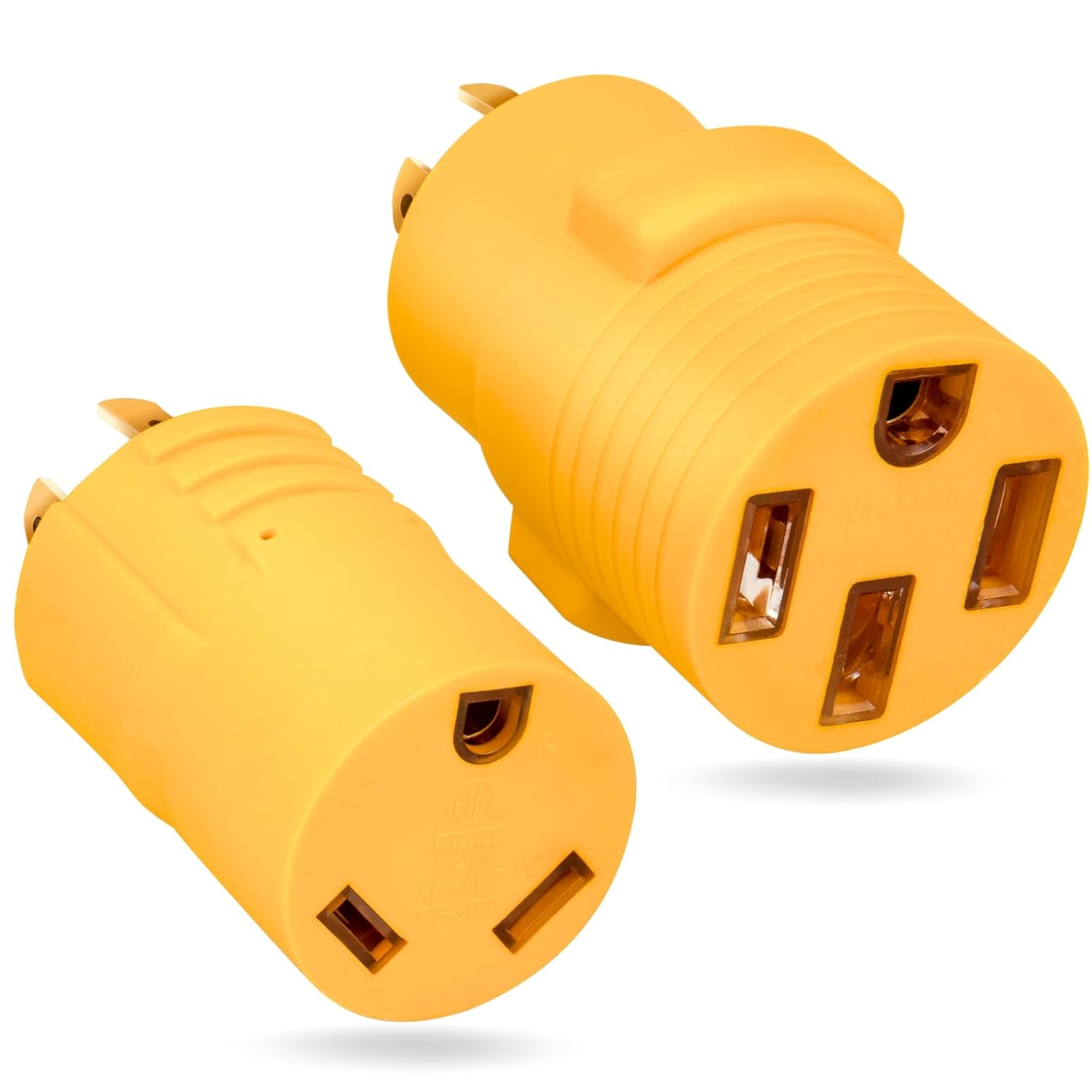 (2-In-1 Kit) NEMA L14-30P to 14-50R TT-30R RV Generator Adapter Kit, 4 Prong Twist Lock 30A Generator Plug L14-30 to 50 Amp 14-50 and 30 Amp TT-30 for RV Camper EV Charger Tesla Level 2 Charging