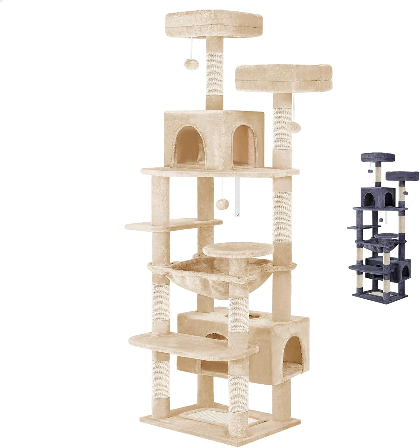 BEASTIE Cat Tree Play Tower 184cm Tall, Multi-Story Kittens Scratching Post T... - Picture 11 of 14