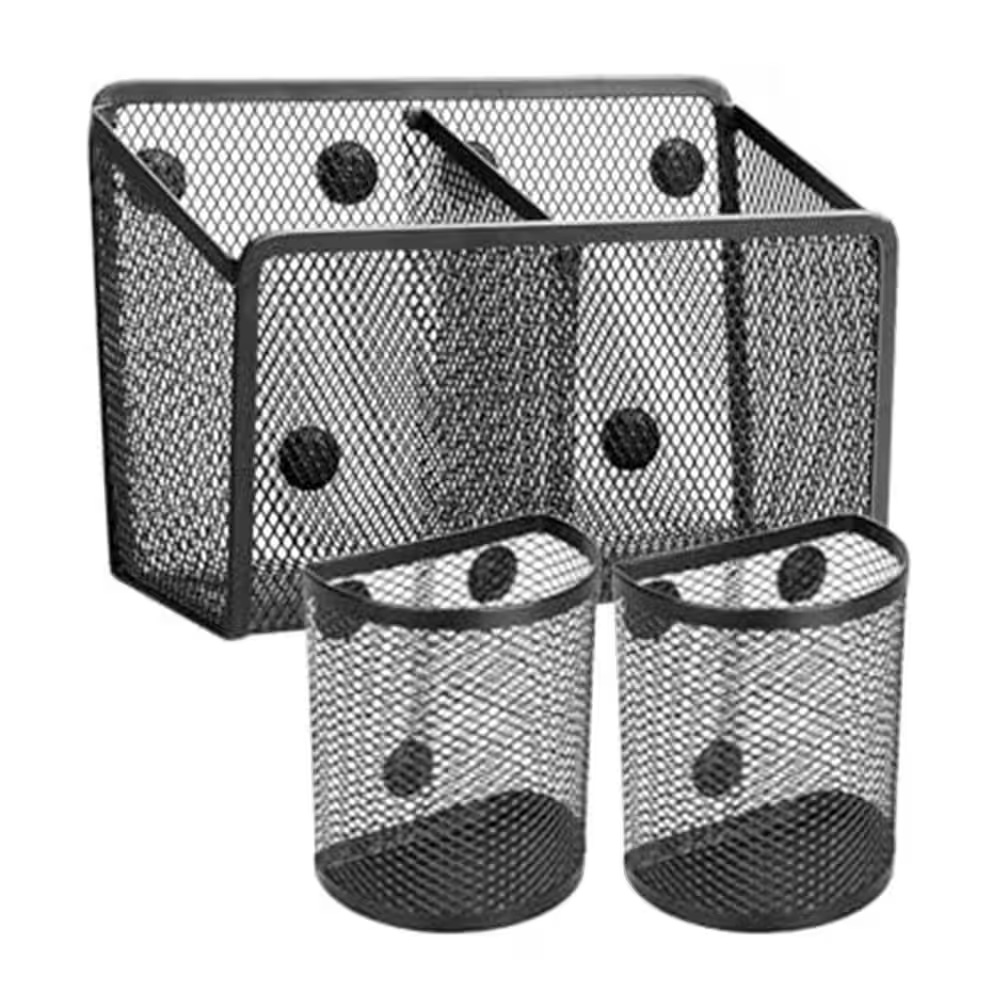 Magnetic Pen Holder Set Metal Magnet Marker Storage Basket Organizer for Locker Whiteboard Fridge School Office